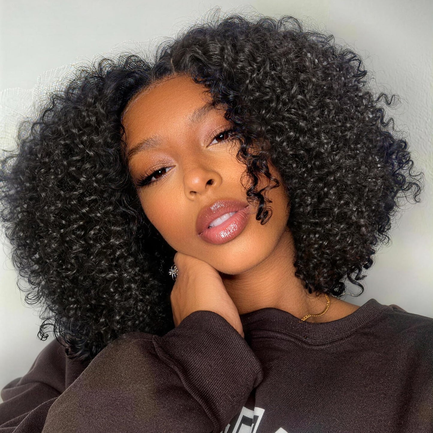 Trilumity Short For Women Curly Human Hair - Natural Black Hair Replacement Wig