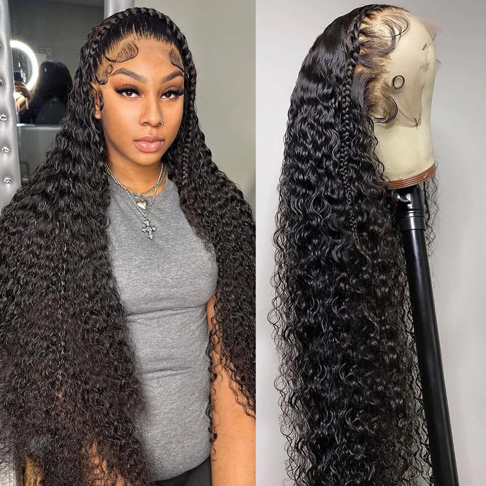 Trilumity 13X6 Water 10A Hd Water Wave Human Hair - Natural Color Hair Replacement Wig
