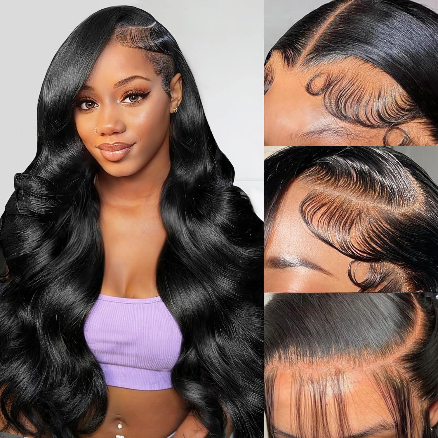 Trilumity 13X6 Hd Transparent Al Body Wave Human Hair - Natural Black Hair Replacement Wig
