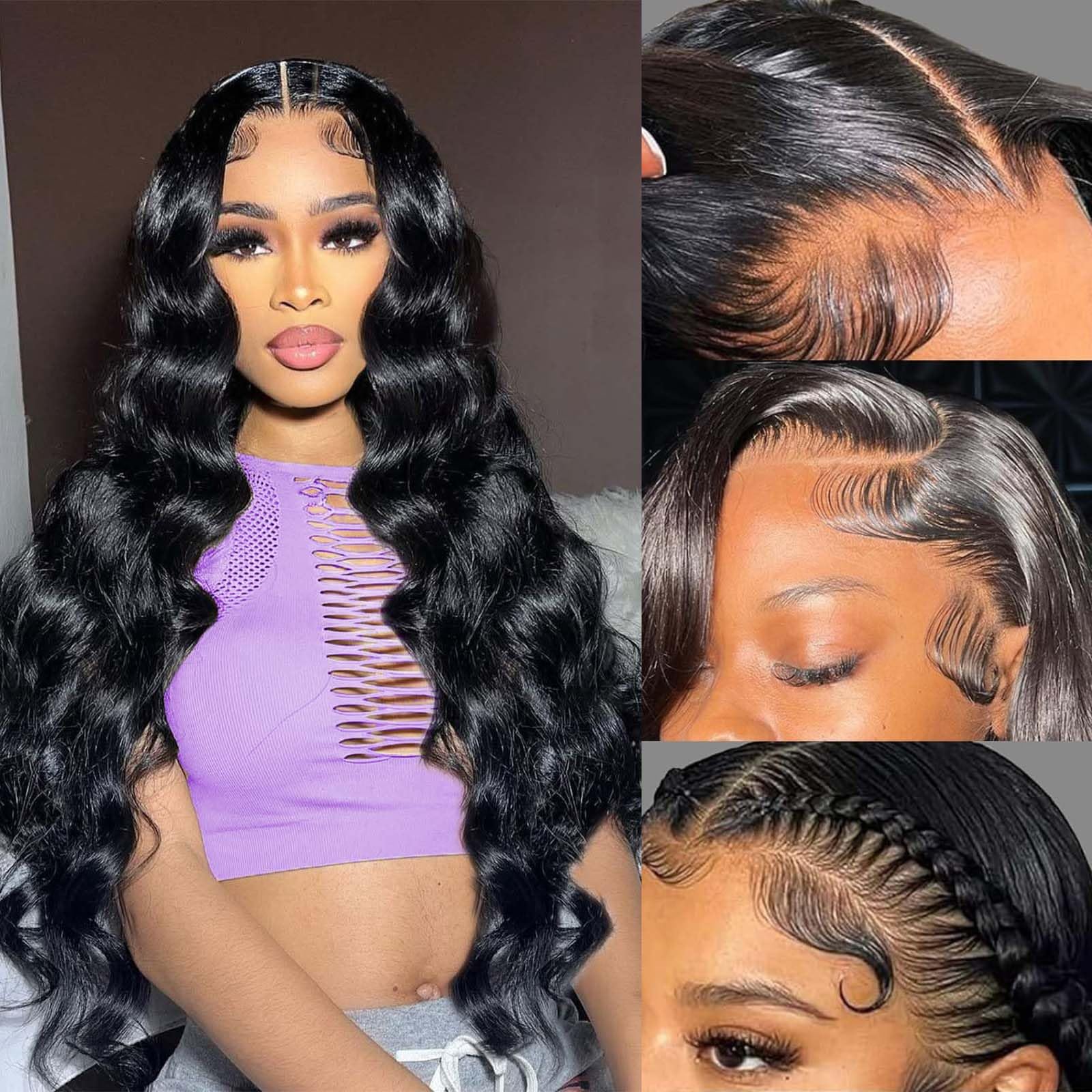 MAKATI 30 Inch Body Wave Lace Front Wigs Human Hair 13x6 HD Transparent Lace Glueless Wear and Go Wig 200 Density Pre Plucked Human Hair Wig with Baby Hair Lace Front Wig for Women