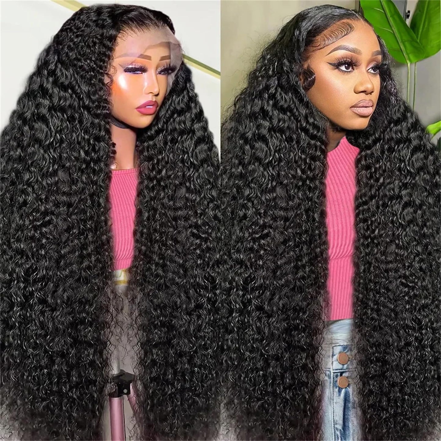 Trilumity For Women 250 Density Deep Wave Human Hair - Natural Black Hair Replacement Wig