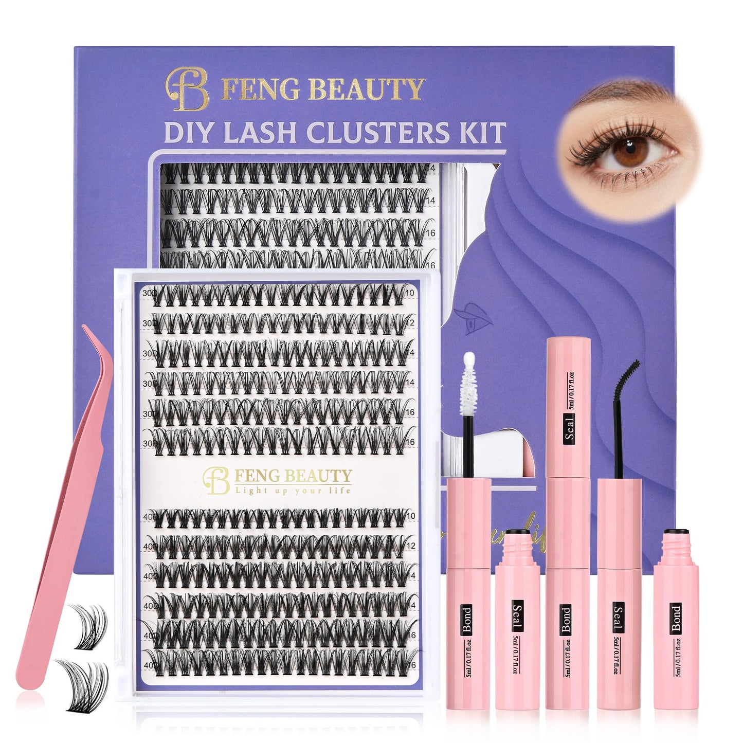 Trilumity Eyelash Clusters Kit 30D Wispy Faux Mink Fiber - Black False Lashes