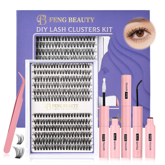 Trilumity Eyelash Clusters Kit 30D Wispy Faux Mink Fiber - Black False Lashes