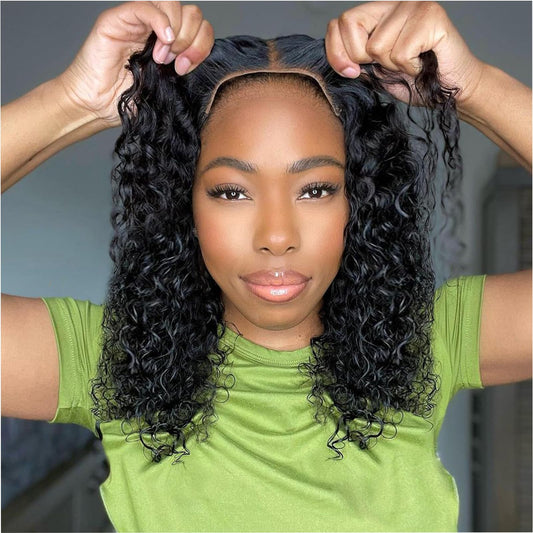 Trilumity Bob Glueless Pre Deep Wave Human Hair - Natural Black Hair Replacement Wig