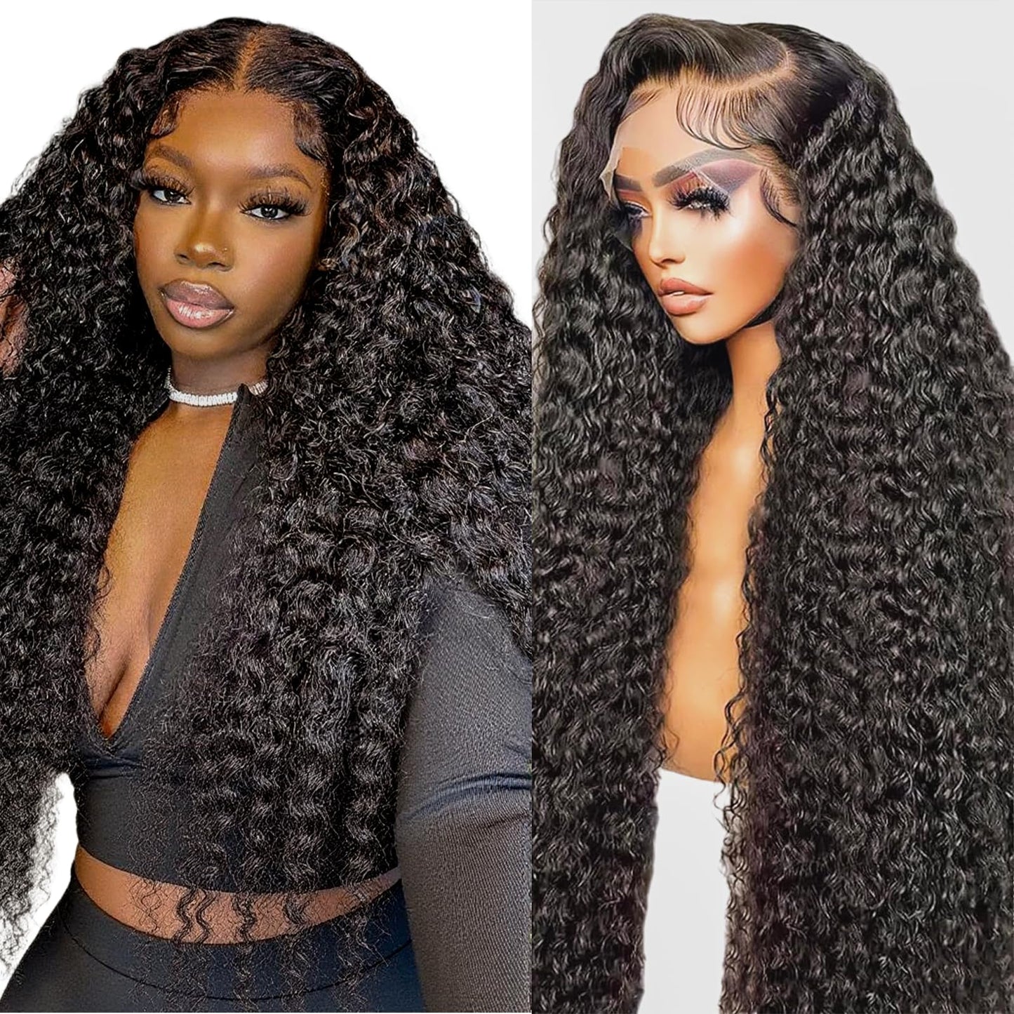Trilumity With Baby Hair 200 Deep Wave Human Hair - Natural Color Hair Replacement Wig