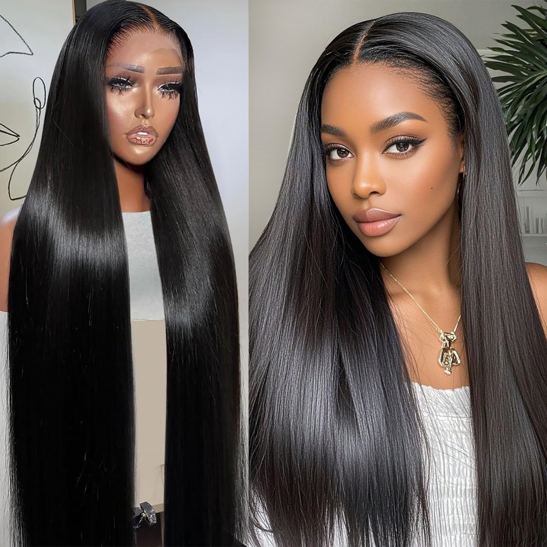 Trilumity 13X6 200 Density Straight Human Hair - Natural Color Hair Replacement Wig