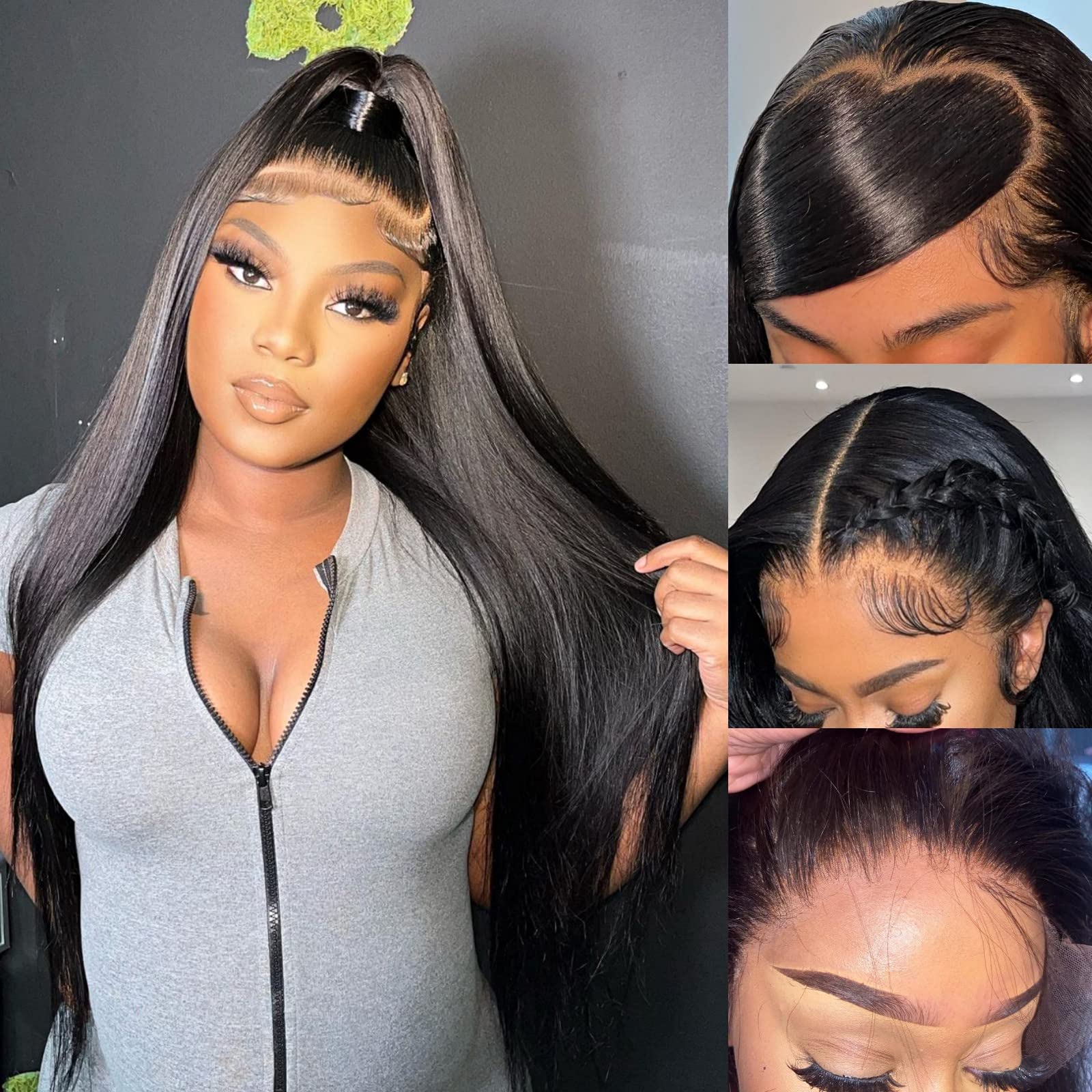 Trilumity 250 Density Straight Human Hair - Natural Black Hair Replacement Wig