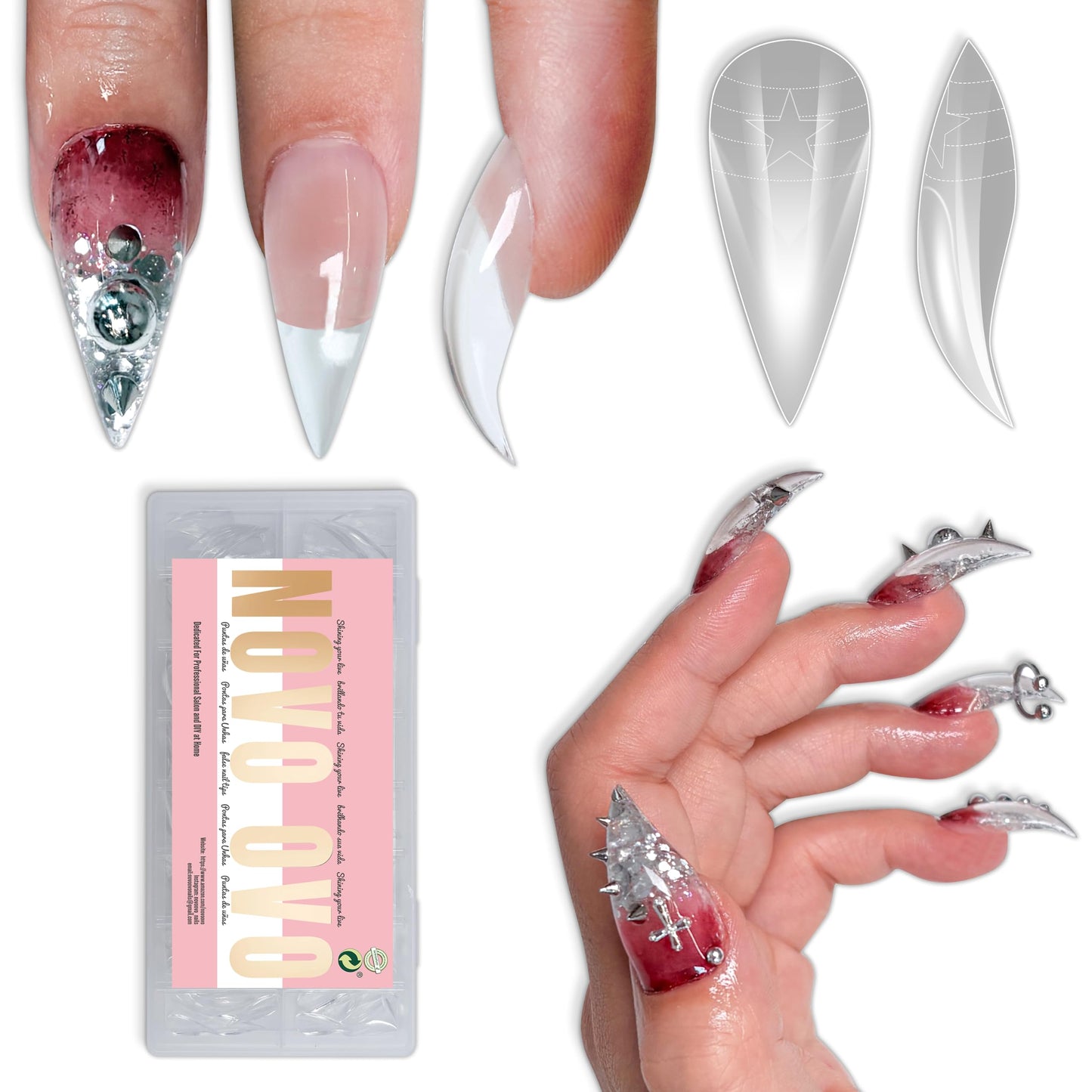 Trilumity 3D Cat Short Stiletto Soft Gel - Clear Press On Nails