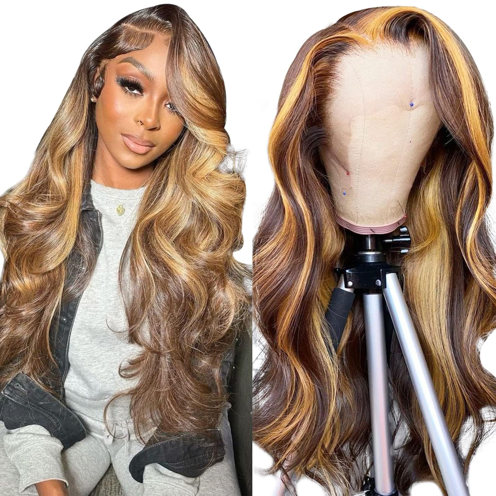 Trilumity Honey Blonde Ombre 13X4 Body Wave 100% Human Hair - Honey Blonde Hair Replacement Wig