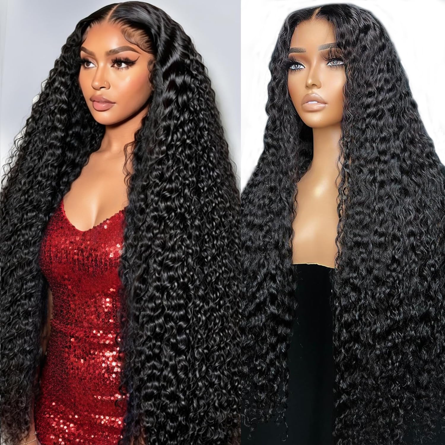 Trilumity 13X6 13X6 Front Can Deep Wave Human Hair - Natural Black Hair Replacement Wig