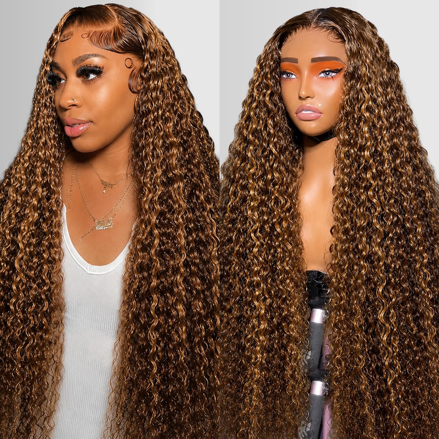 Trilumity 13X6 Full Al Water Wave Human Hair - Honey Blonde Hair Replacement Wig