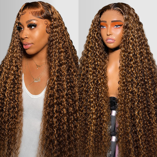 Trilumity 13X6 Full Al Water Wave Human Hair - Honey Blonde Hair Replacement Wig