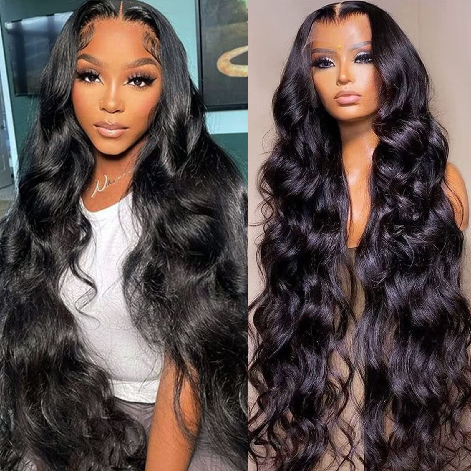 Trilumity 13X6 Full Al Body Wave Human Hair - Natural Black Hair Replacement Wig
