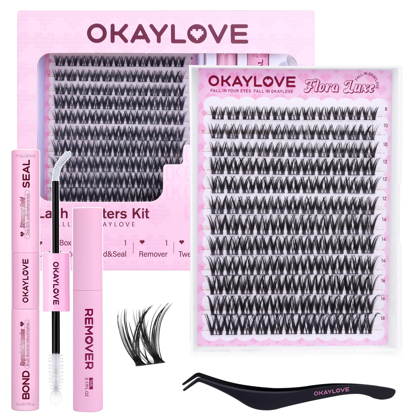 Trilumity Lash Clusters Kit Wispy Faux Mink Fiber - Black False Lashes