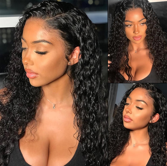 Trilumity 13X4 Wet And Wavy Deep Wave Human Hair - Natural Black Hair Replacement Wig