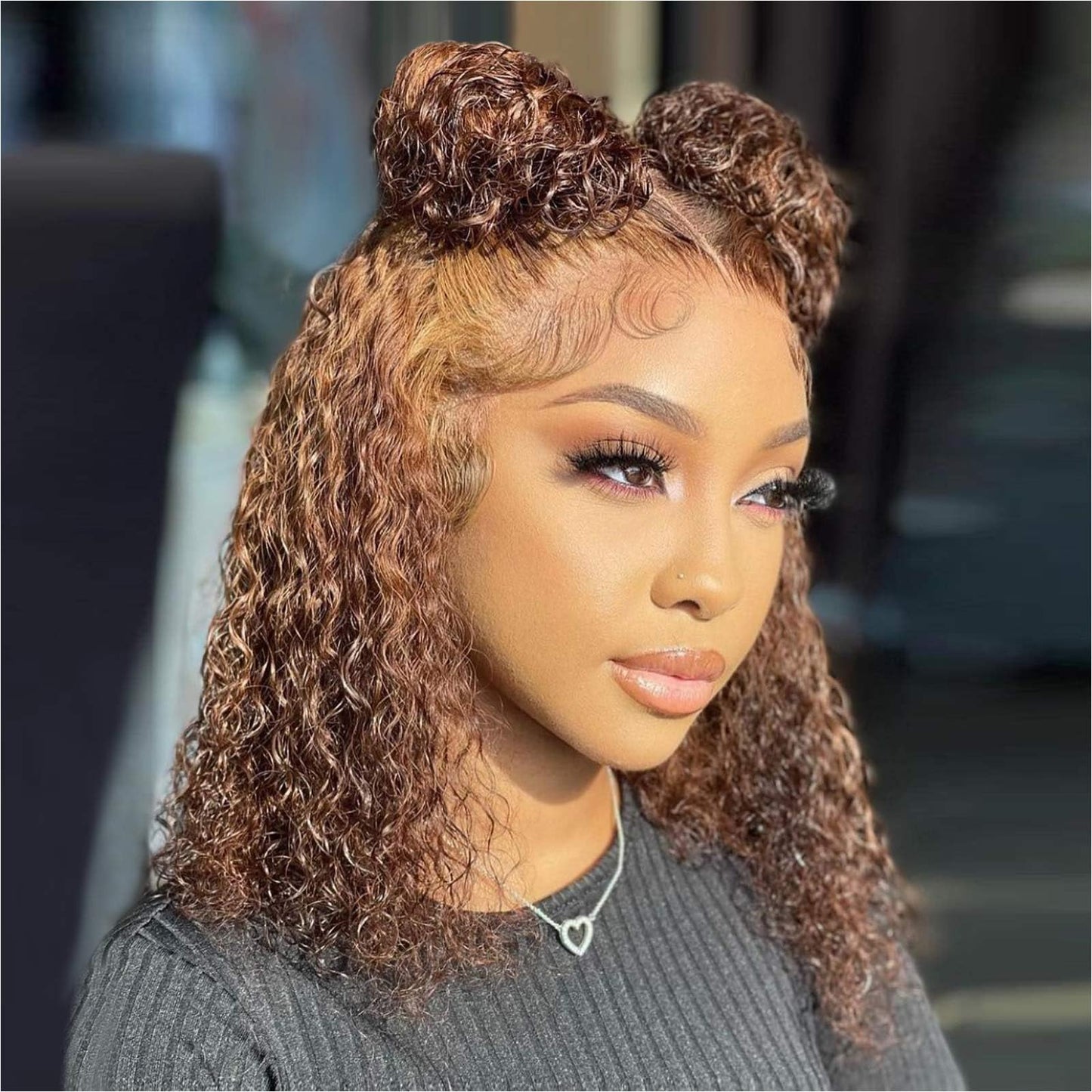 Trilumity Bob 13X4 Front For Deep Wave Human Hair - Honey Blonde Hair Replacement Wig