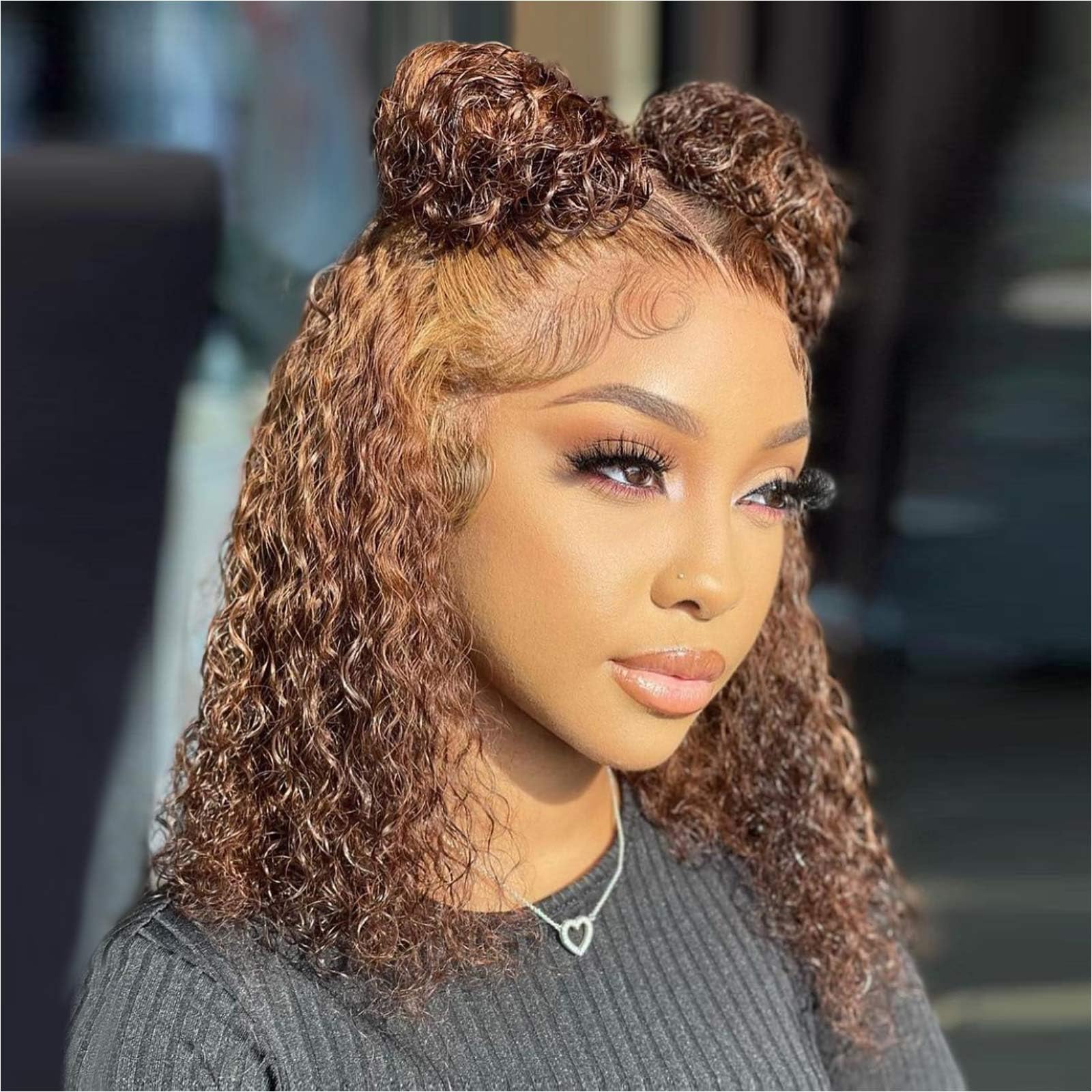 Trilumity Bob 13X4 Front For Deep Wave Human Hair - Honey Blonde Hair Replacement Wig