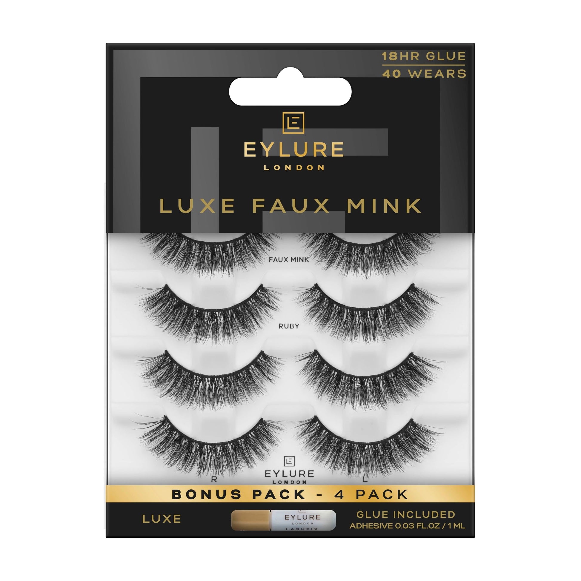 Trilumity Premium Luxe Faux Mink Strip Reusable False Lashes Set - Black