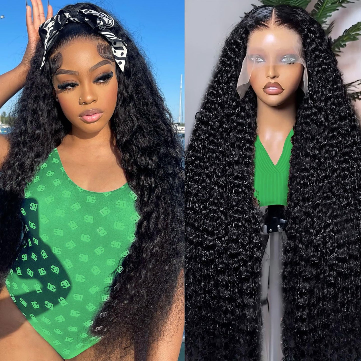 Trilumity 13X6 Front 200 Deep Wave 100% Human Hair - Natural Black Hair Replacement Wig
