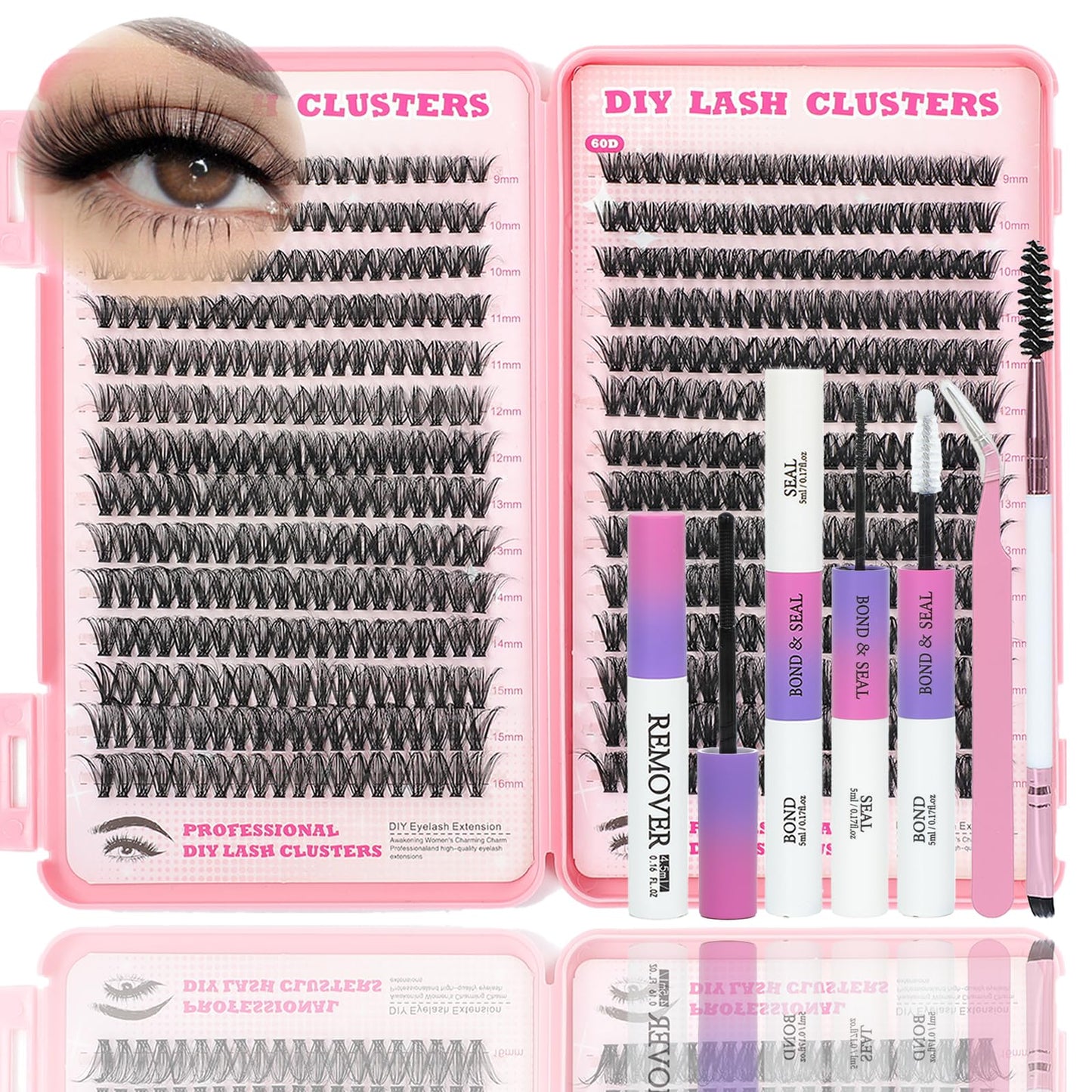 Trilumity Lash Clusters Kit Clusters Wispy Faux Mink Fiber - Black False Lashes