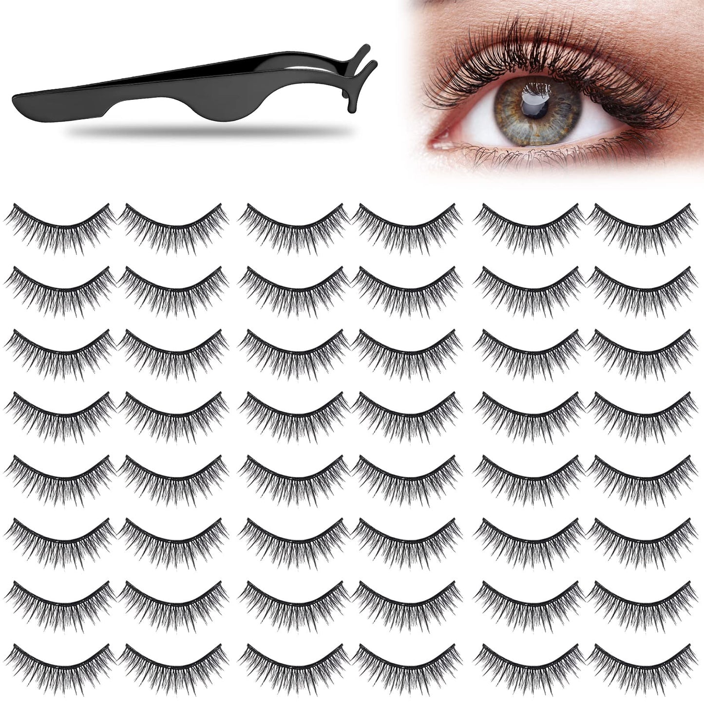 Trilumity Reusable Self Adhesive Strip Faux Mink Fiber - Black False Lashes