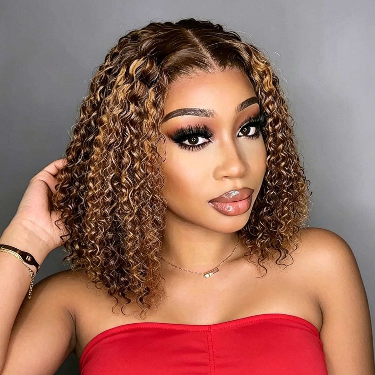 Trilumity Bob 13X4 Bob 200 Deep Wave Human Hair - Honey Blonde Hair Replacement Wig