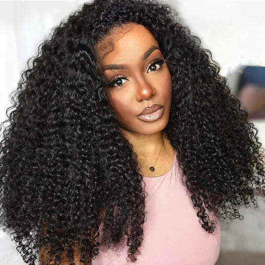 Trilumity Kinky Half Glueless Half Curly 100% Human Hair - Natural Black Hair Replacement Wig