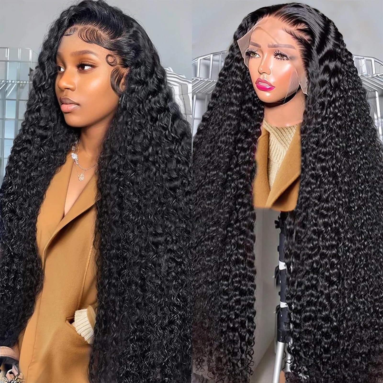 Trilumity For Woman 13X4 Hd Deep Wave 100% Human Hair - Natural Black Hair Replacement Wig