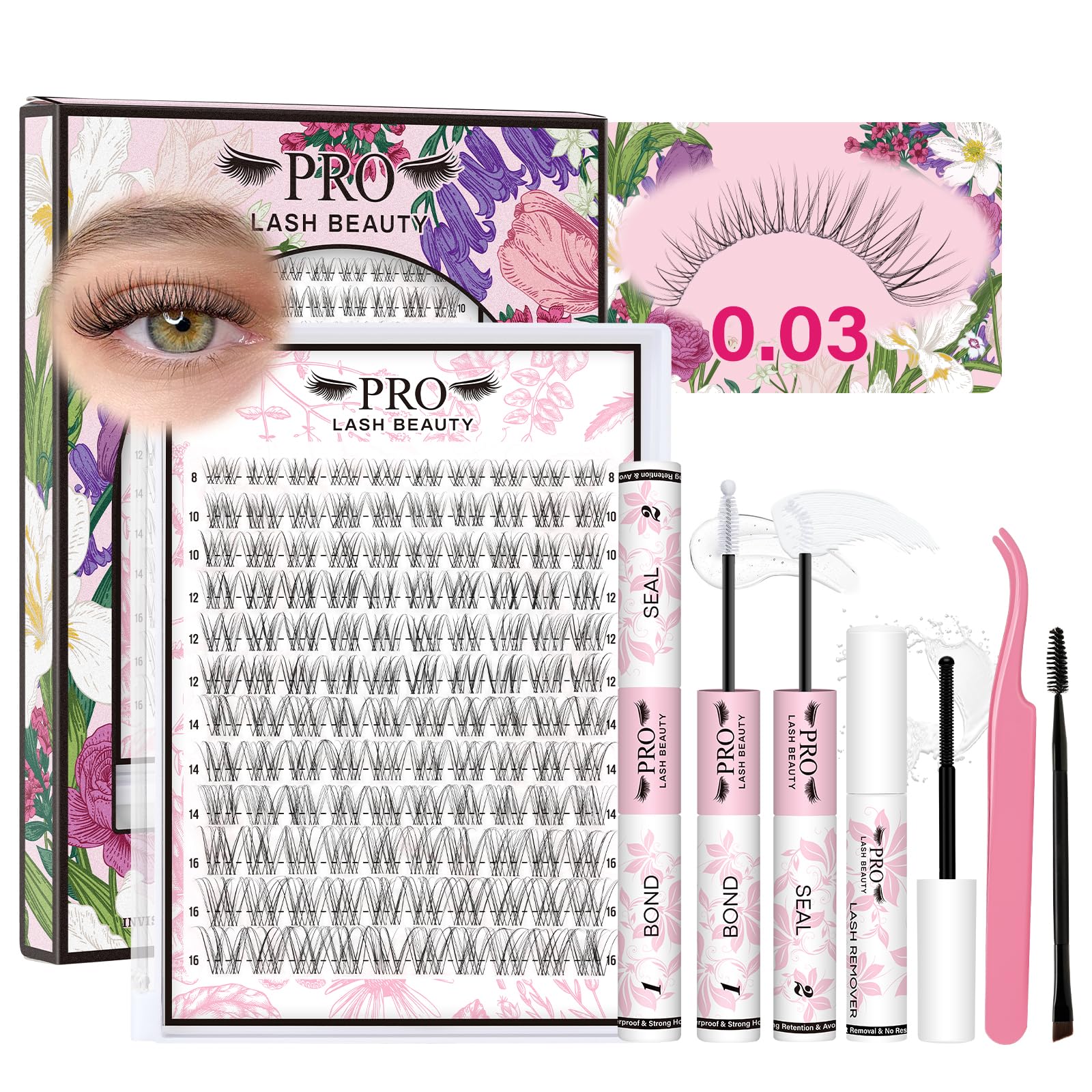 Trilumity Lash Clusters Kit Wispy Faux Mink Fiber - Clear False Lashes