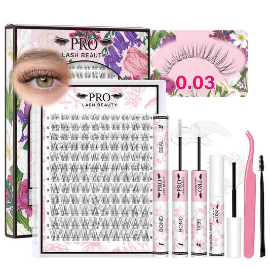 Trilumity Lash Clusters Kit Wispy Faux Mink Fiber - Clear False Lashes