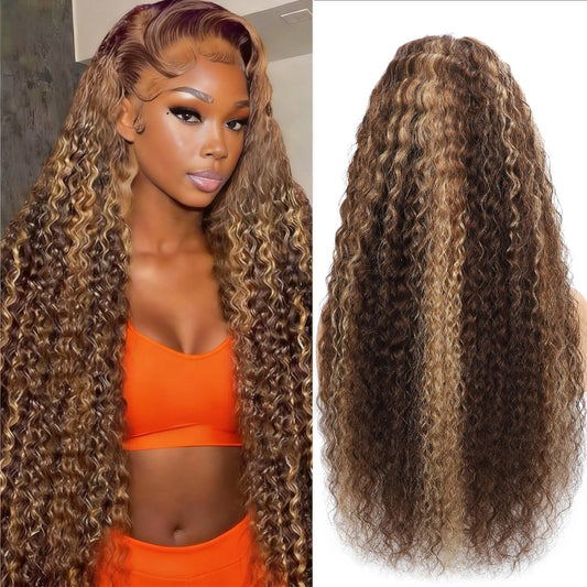 Trilumity Highlight 13X6 Hd Honey Deep Wave Human Hair - Honey Blonde Hair Replacement Wig