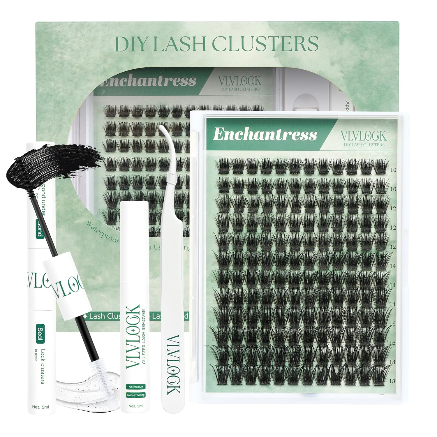 Trilumity Enchantress Lash Clusters Kit Wispy Faux Mink Fiber - Black False Lashes