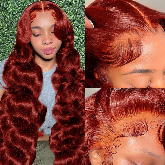 Trilumity Reddish Brown 13X6 Body Wave Human Hair - Brown Hair Replacement Wig
