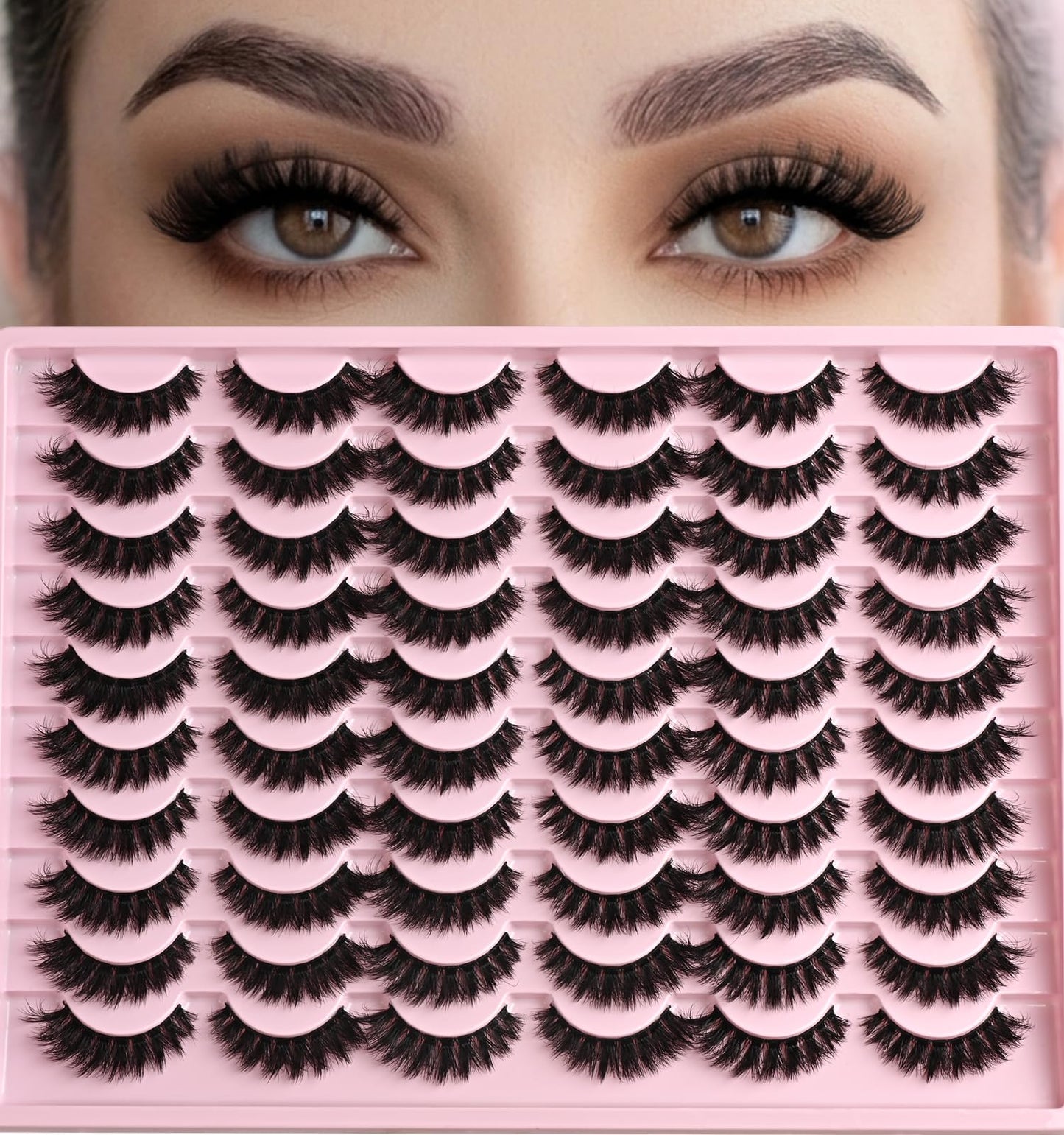 Trilumity Fake Lash Strips Volume Cat Eye Faux Mink Fiber - Black False Lashes