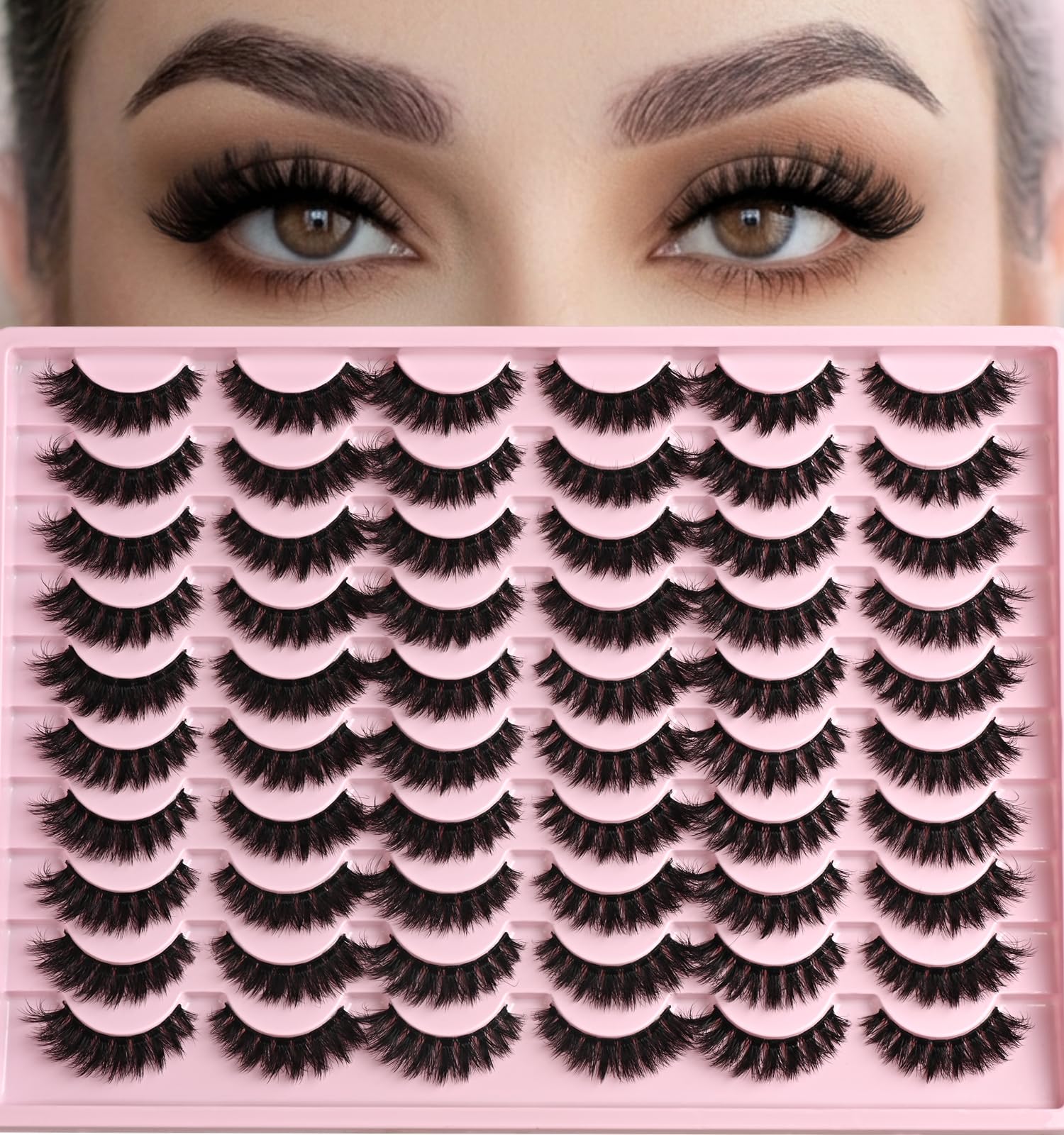Trilumity Fake Lash Strips Volume Cat Eye Faux Mink Fiber - Black False Lashes