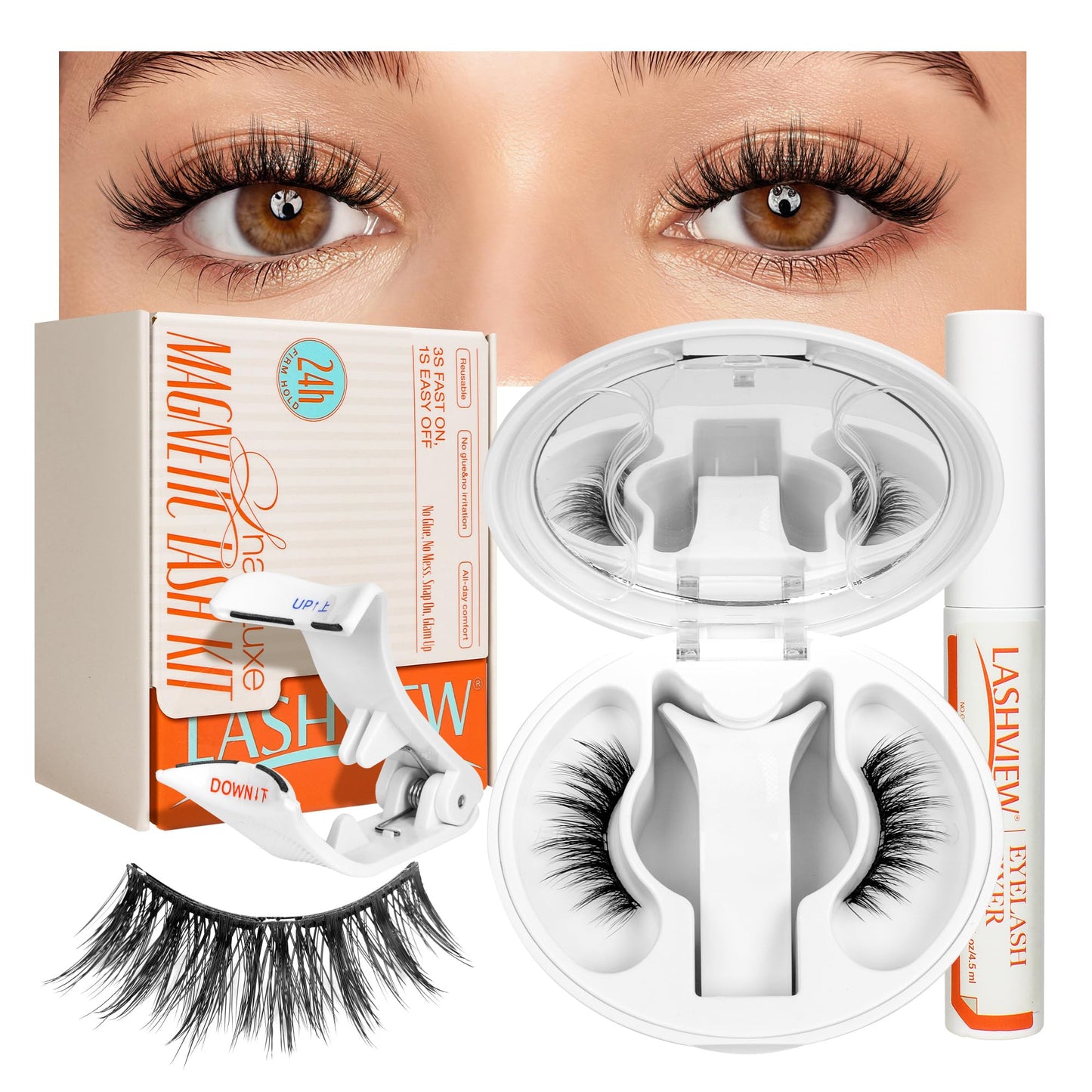 Trilumity Upgrade Magnetic With Cluster Faux Mink Fiber - Black False Lashes
