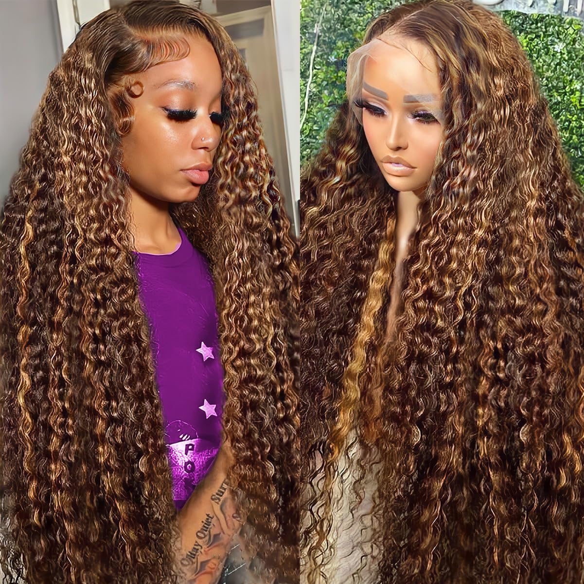 Trilumity 13X6 Highlight P4/27 Deep Wave 100% Human Hair - Honey Blonde Hair Replacement Wig