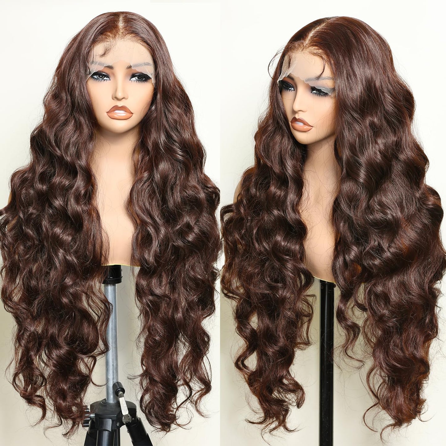 Trilumity Brown 13X6 Al Body Wave Synthetic Fiber - Brown Hair Replacement Wig