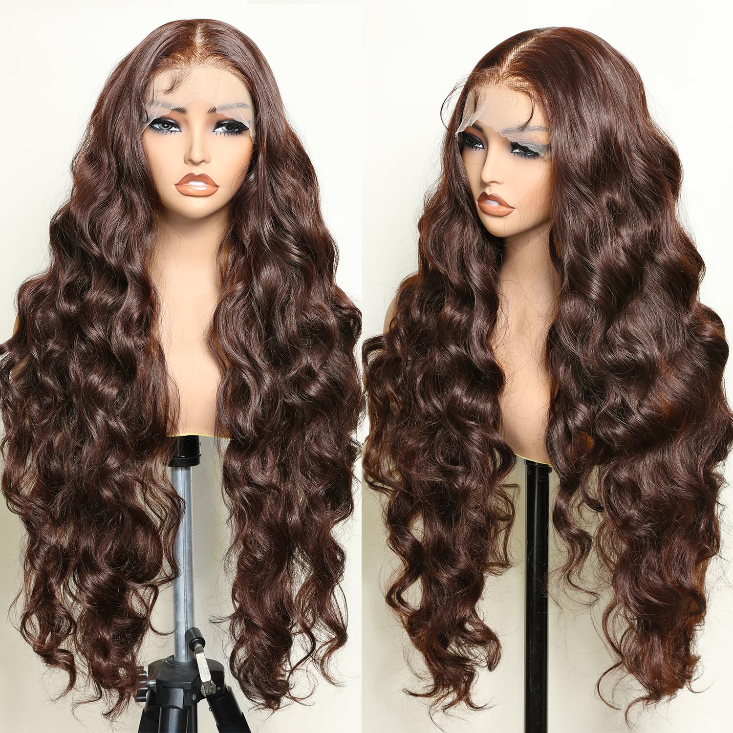 Trilumity Brown 13X6 Al Body Wave Synthetic Fiber - Brown Hair Replacement Wig