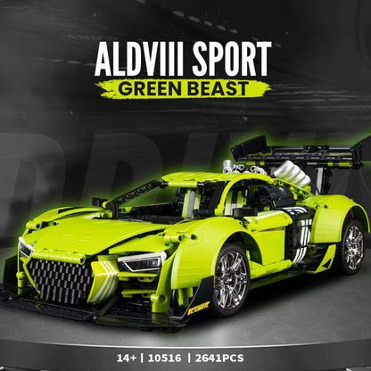 Trilumity Building Block Set: Audi R8 Green Beast, Large Rear Wing (2641-Piece)