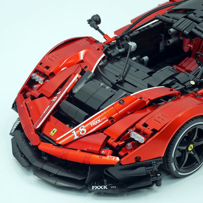 Trilumity Motorized Building Block Set: 1:8 The Ultimate Italian Hybrid Hypercar Evo | Pearl Red Painting Italian Flagship (4058Piece)