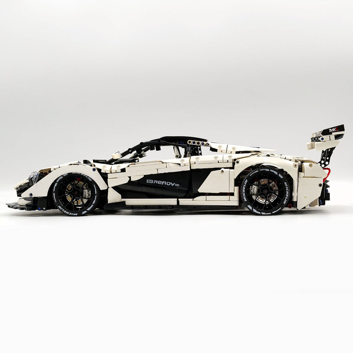Trilumity Motorized Building Block Set: 1: 8 British Hybrid Hypercar White Goddess Supercar Building Sets with Remote Control, Electric lift tail