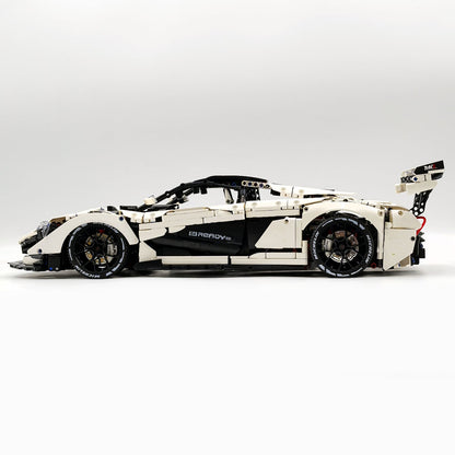 Trilumity Motorized Building Block Set: 1: 8 British Hybrid Hypercar White Goddess Supercar Building Sets with Remote Control, Electric lift tail