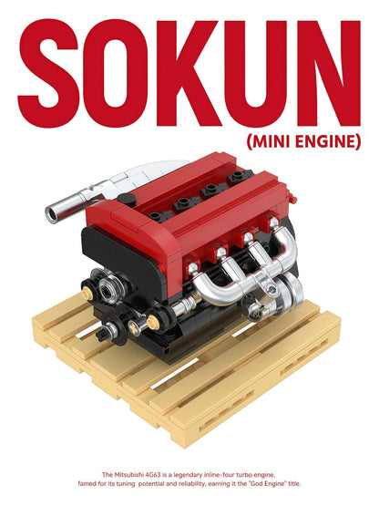 Trilumity Building Block Set: Mitsubishi Evo 4G63 Engine | Home Decor (216Piece)
