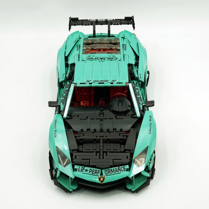 Trilumity Building Block Set: 1:8 Lamborghini Aventador Svj Lbwk | Baked Enamel Mint Green Limited Bull Widebody Supercar (4990+-Piece)