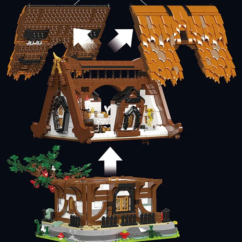 Mould King MOC Building Block Set: Medieval City Log Cabin, Model K16054