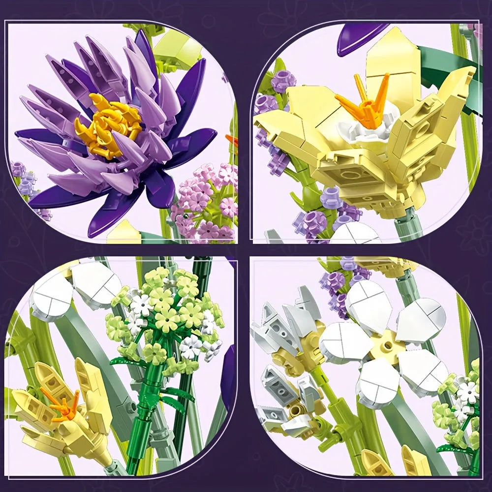 JieStar Building Block Set: Tropical Flower Bouquet, Model JJ9046