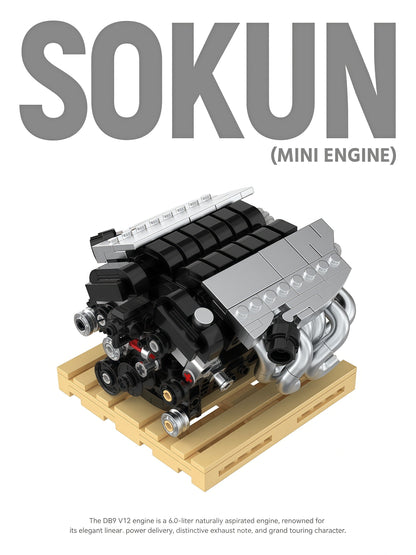 Trilumity Building Block Set: Aston Martin Db9 V12 Engine | Home Decor (375-Piece)