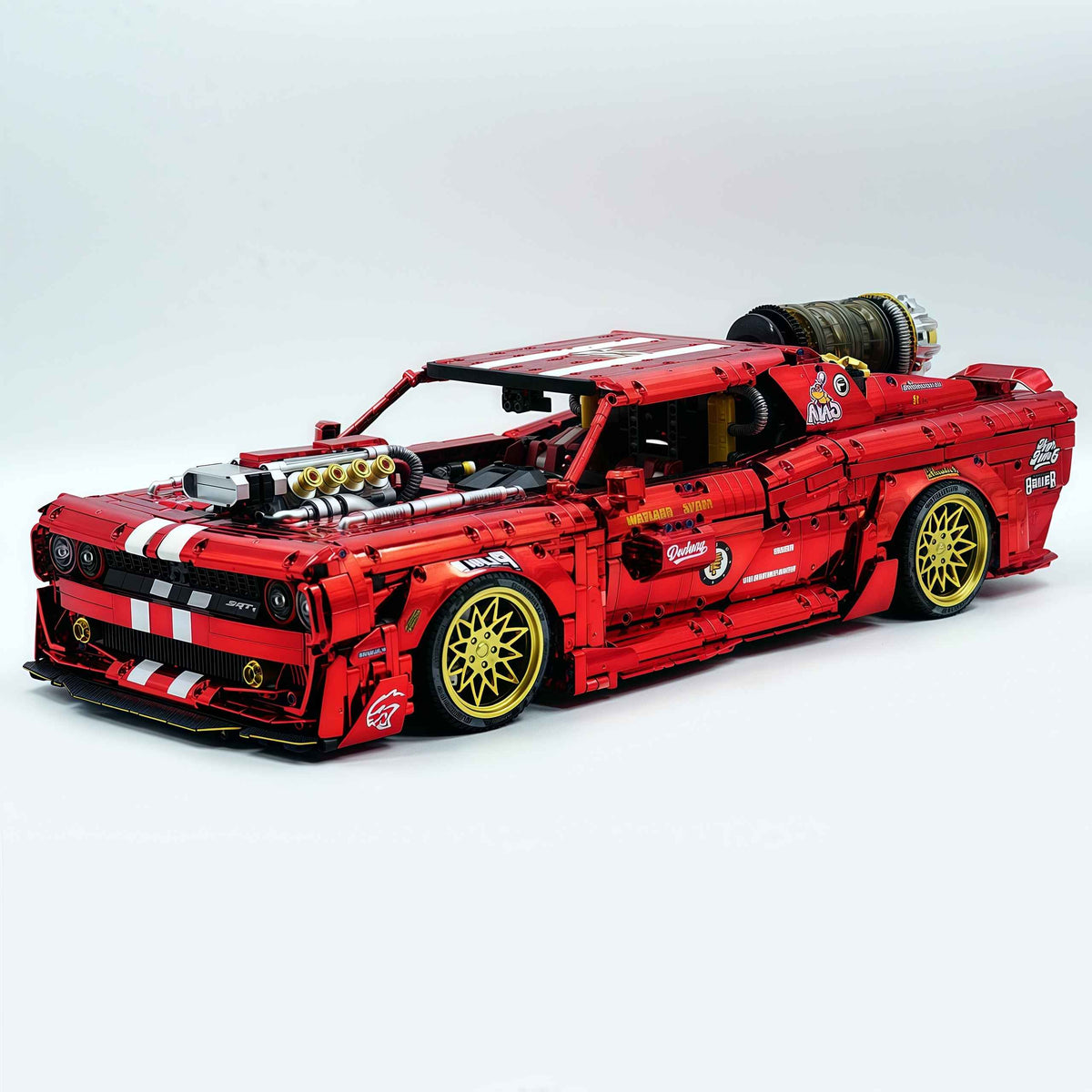 Trilumity Motorized Building Block Set: 1: 8 Dodge Challenger, Electroplating Mirror Red Customized Version (3751-Piece)