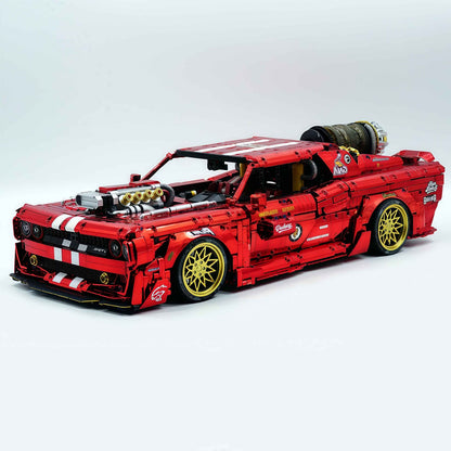 Trilumity Motorized Building Block Set: 1: 8 Dodge Challenger, Electroplating Mirror Red Customized Version (3751-Piece)